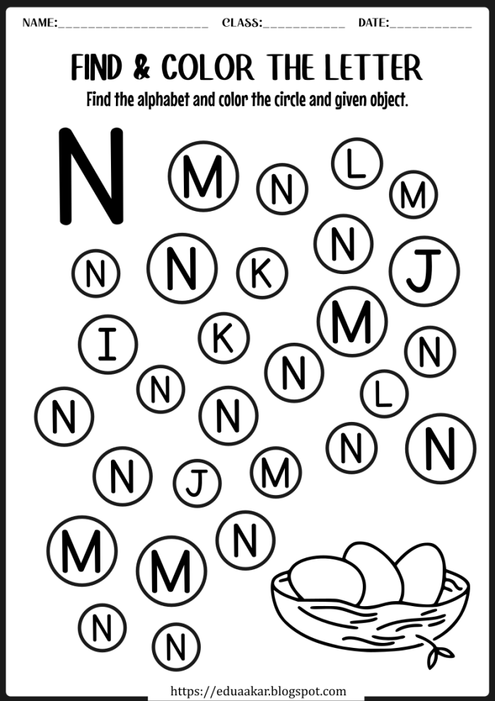 Color and learn with this fun N Is For worksheet designed for early readers in Pre-K Preschool worksheet featuring the letter N with coloring activities to explore the N sound