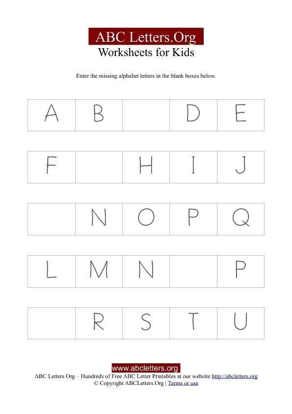 ABC filling exercise worksheet for early learners to practice letter recognition and writing skills Preschool handwriting worksheet for filling in missing A, B, and C letters focusing on onset rime