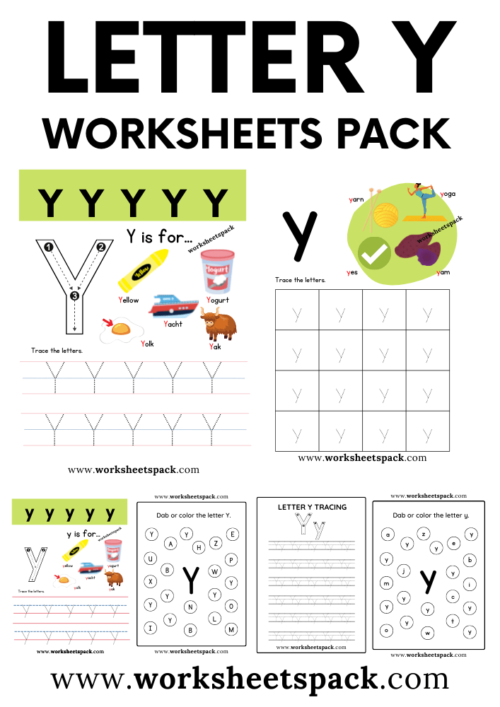 Preschool Y Is For worksheet featuring letter Y coloring and history-themed images
