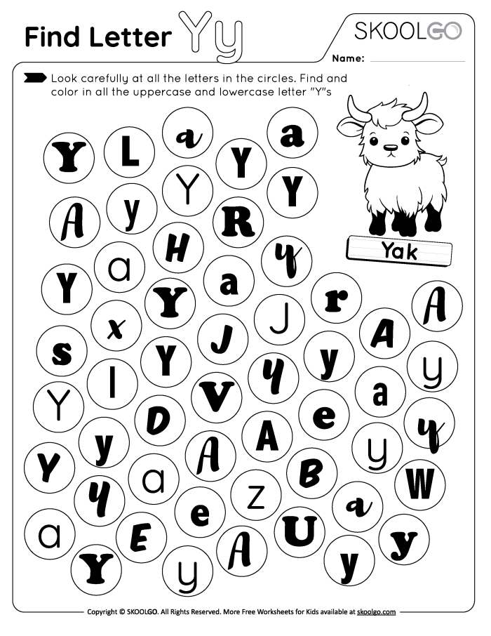 Get Ready for Reading: Engaging Letter Y worksheet for Pre-K kids Worksheet for preschoolers to learn about the letter Y through writing and identification