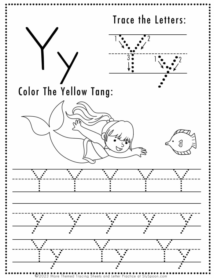 Get Ready for Reading: All About the Letter Y for Pre-K Spanish learners Worksheet for preschoolers to learn about the letter Y with writing and identification activities