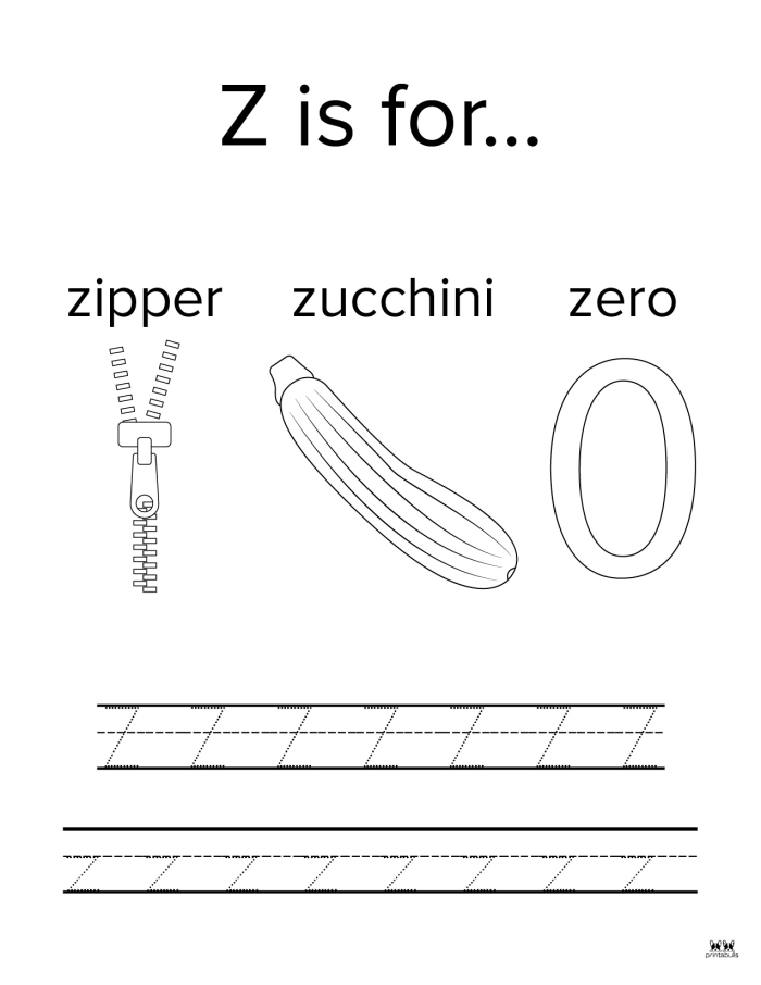 Preschool worksheet featuring the letter Z with coloring activities for early learners