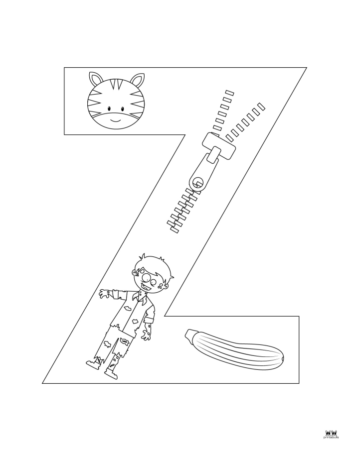 Preschool worksheet featuring the letter Z with fun coloring activities for early learners