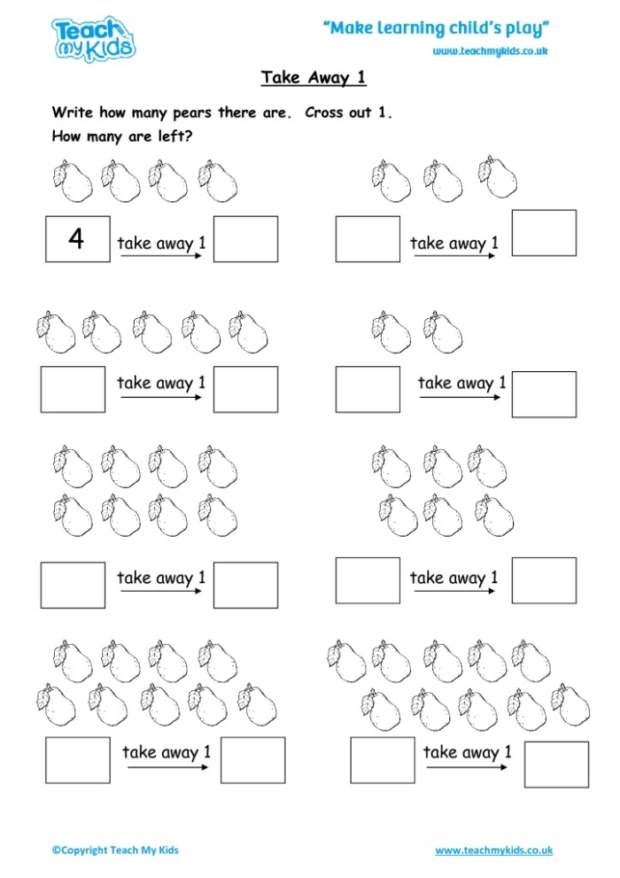 History worksheet for Pre-K Colorful worksheet featuring preschoolers learning subtraction with a bug-themed activity. Preschool Math: Take Away the Bugs worksheet for engaging early math skills.