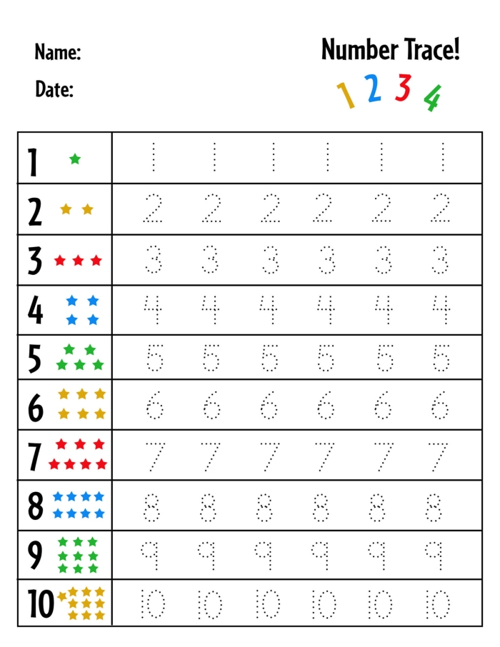 Color by number 6 worksheet for early math and reading skills, image 13 Preschool worksheet with number 6 coloring activity revealing hidden stars