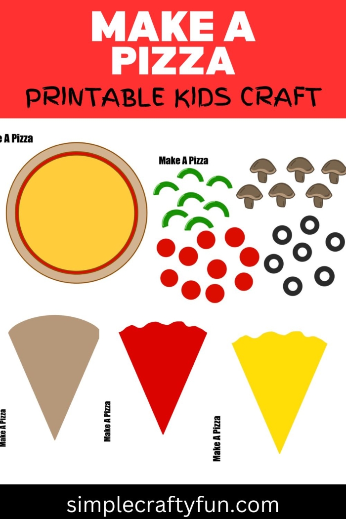 Preschool addition worksheet featuring pizzas with various toppings for counting practice
