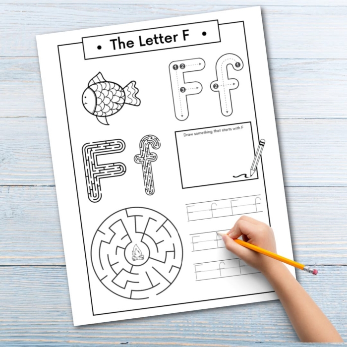 Get Ready for Reading: Engaging Letter F Worksheet for Pre-K Kids Colorful worksheet focusing on the letter F for preschool reading readiness