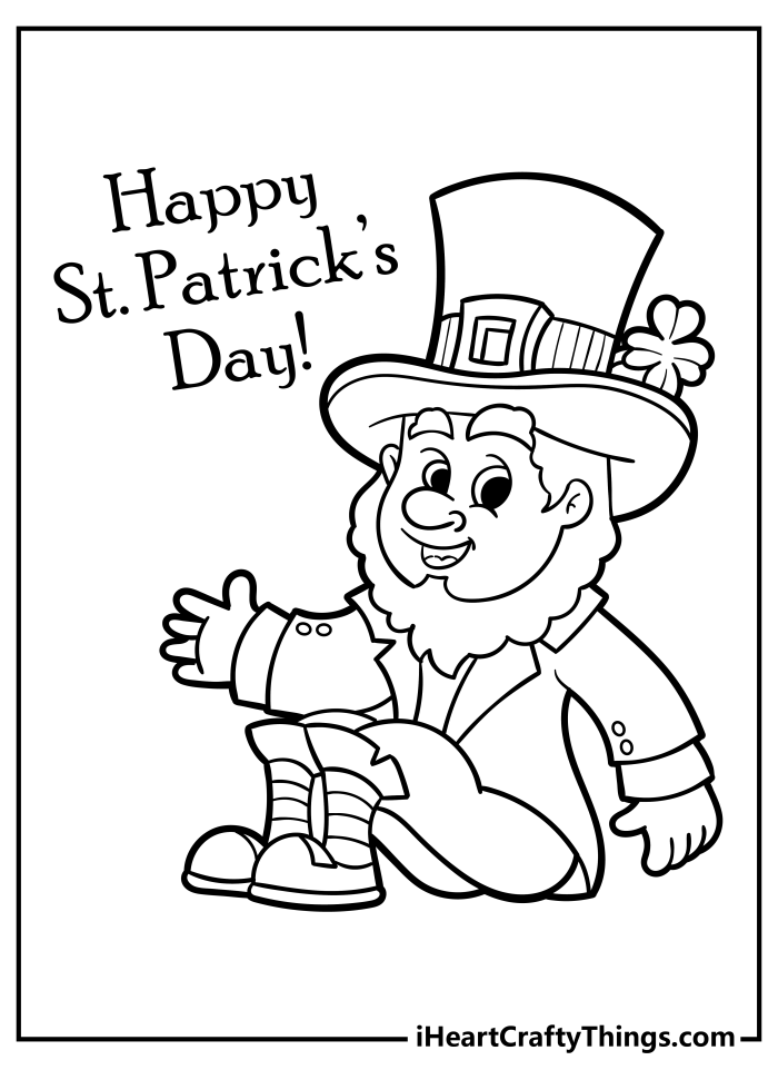Preschool St. Patrick's Day coloring worksheet featuring clovers and rainbows for early learners