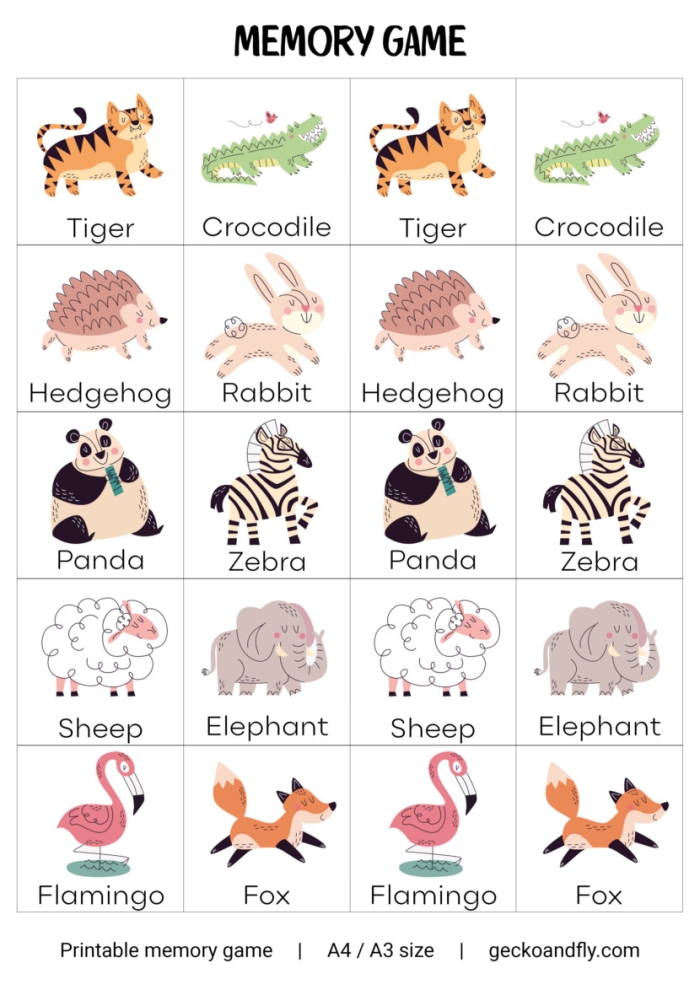 Printable memory game worksheet featuring kids matching pairs under pennies