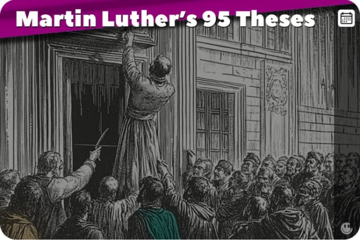 Sixth grade geometry worksheet featuring Martin Luther’s 95 Theses and the Protestant Reformation