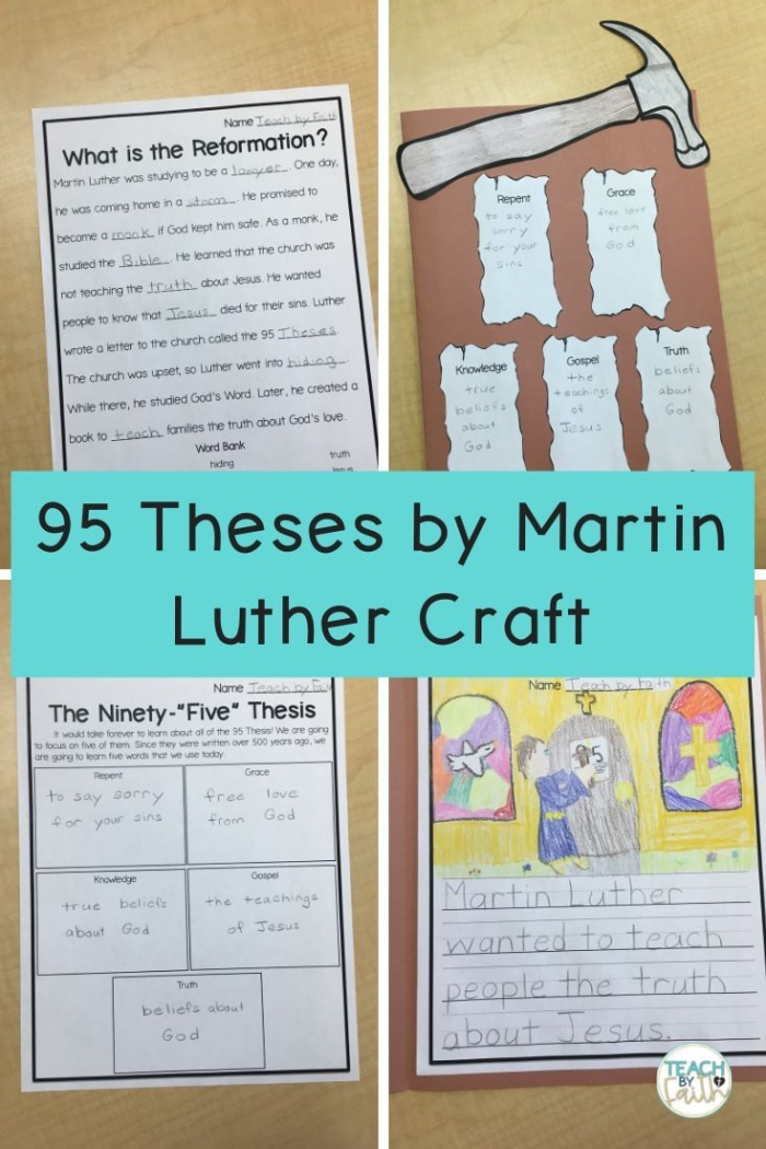 Sixth grade geometry worksheet featuring Martin Luther’s 95 Theses and the Protestant Reformation
