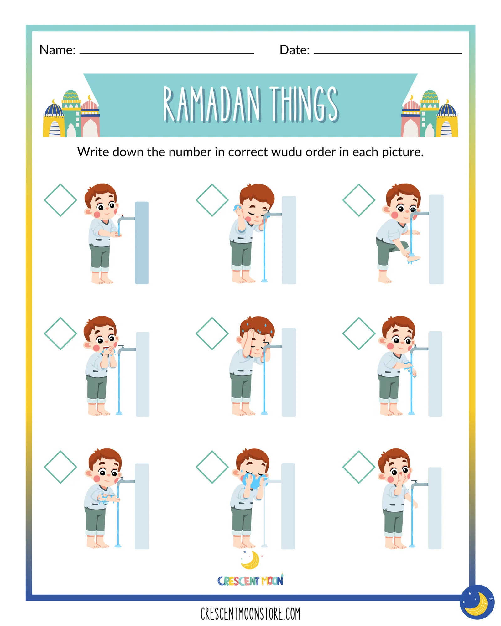 Fifth grade worksheet explaining the significance of Ramadan in a data and graphing activity