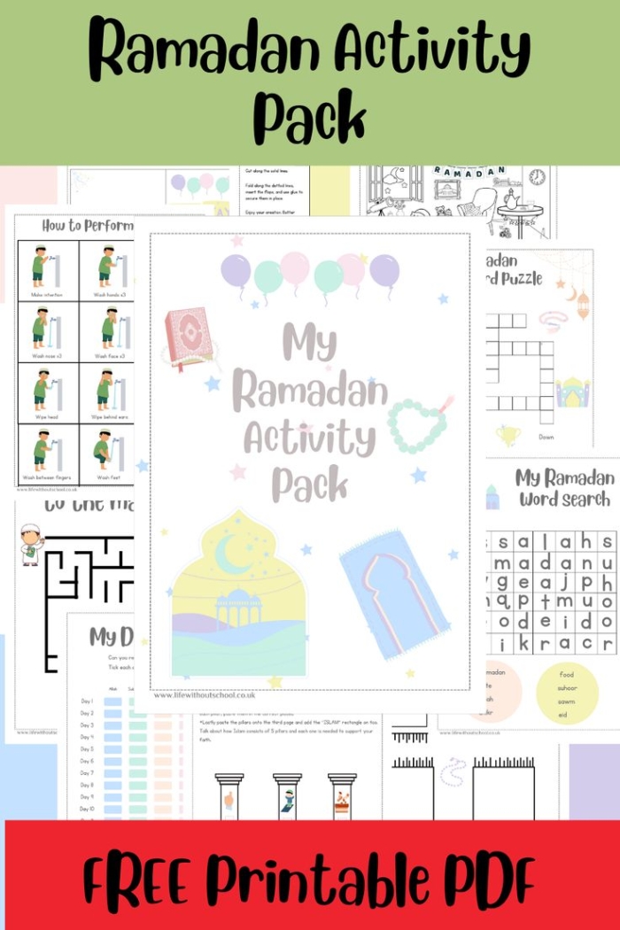 Fifth grade worksheet explaining the significance of Ramadan with colorful charts and facts