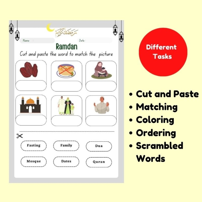 Fifth grade worksheet explaining the significance of Ramadan in Muslim culture