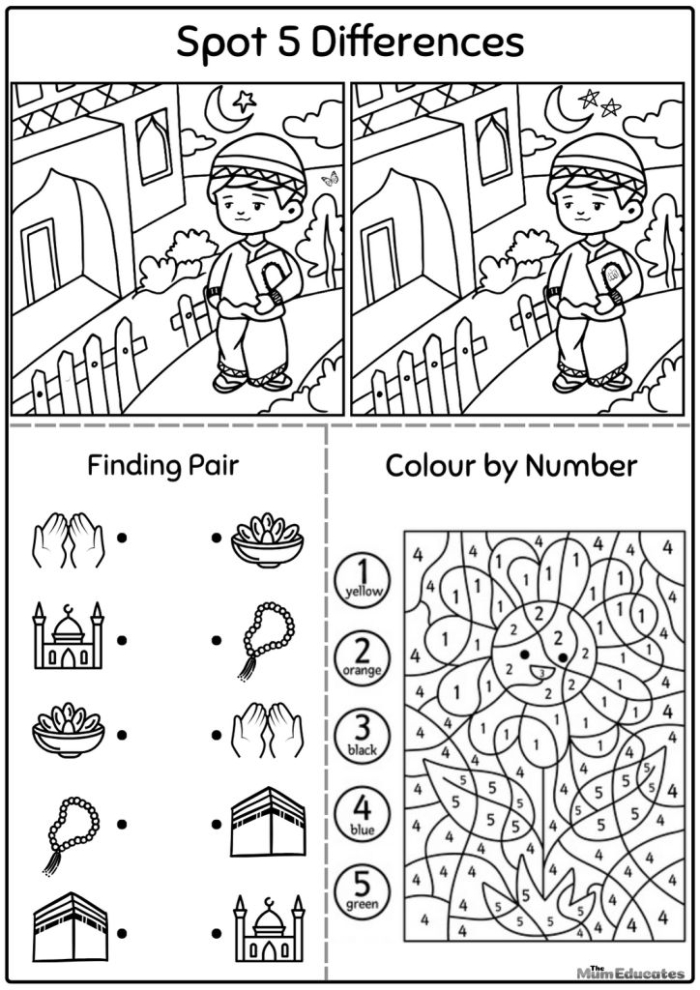 Fifth grade worksheet explaining the significance of Ramadan for children