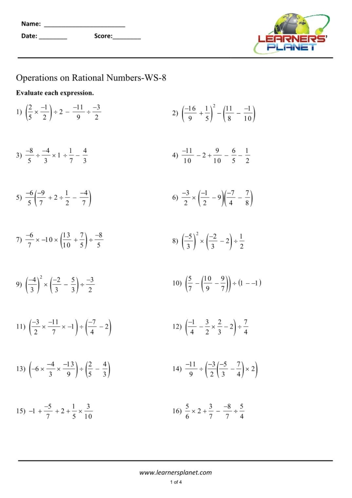 Sixth grade worksheet featuring rational number word problems with decimals and mixed numbers