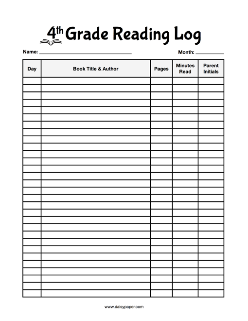 Weekday reading tracker for fourth graders focusing on history topics, image 21 Fourth Grade Reading Log worksheet for tracking weekday history reading progress