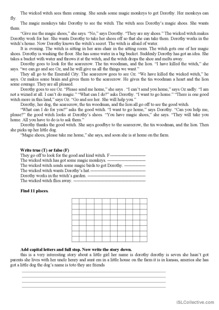 Analyzing a passage from The Wizard of Oz worksheet for grade five learners, image 19 Fifth grade students working on a reading comprehension worksheet featuring a passage from The Wizard of Oz