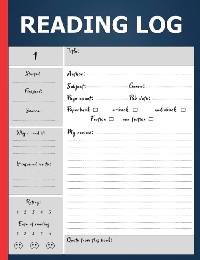 History reading log template for fourth graders to record daily progress Fourth Grade Reading Log worksheet for tracking weekday history reading