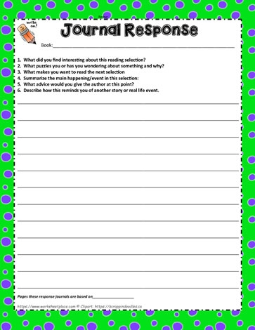 Sample reading response letter worksheet showing fourth grade students how to identify key elements in a letter format