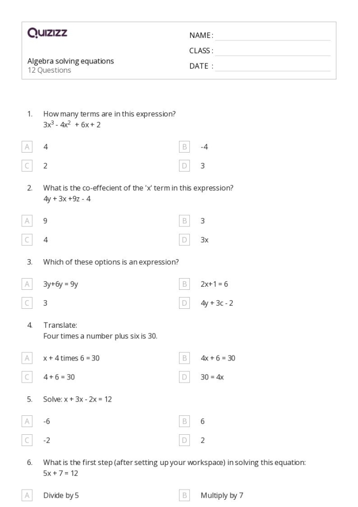 Worksheet for 5th graders on Rectangle Algebra, focusing on calculating total area using algebraic equations. Find the Total Area I worksheet for learning algebra concepts.
