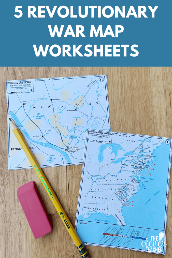 Sixth grade worksheet on American Revolutionary War battles with graphic organizer layout