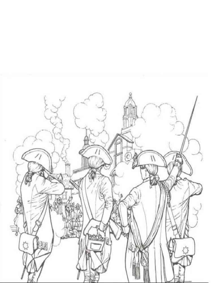 Coloring page for young learners exploring the American Revolution theme, image 24 Second grade Revolutionary War coloring worksheet featuring historical figures and alphabet letters