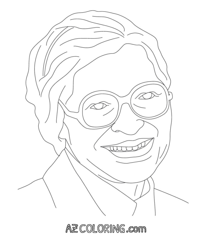 Rosa Parks coloring worksheet for second grade featuring a Civil Rights Movement icon