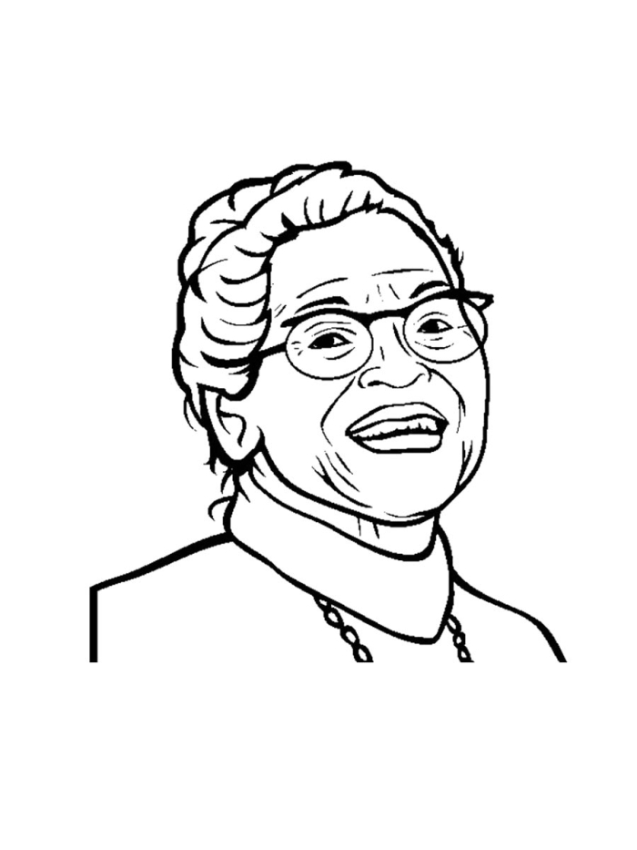 Second Grade Rosa Parks Coloring Page worksheet featuring a Civil Rights Movement icon