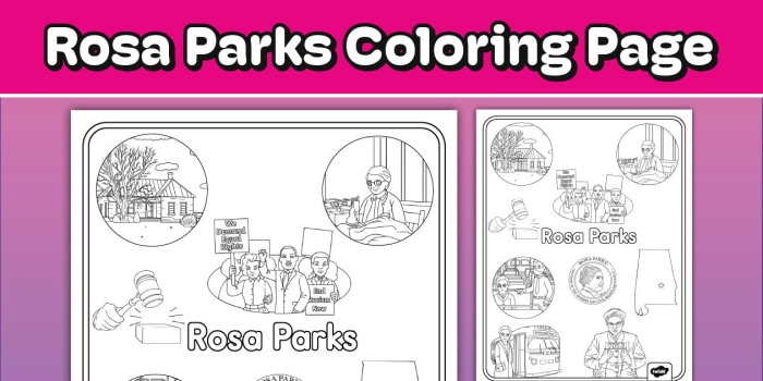 Rosa Parks Coloring Page worksheet for second grade featuring a Civil Rights icon