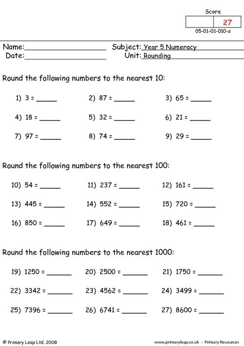 Practice Rounding with a Chart Worksheet for Second Grade Math Skills A second grade student completing rounding practice exercises with a visual chart to help round numbers to the nearest ten