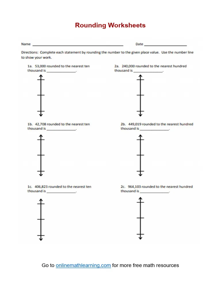 Rounding with a Chart worksheet for practicing rounding skills in grade two Second grade student using a rounding chart to complete a worksheet