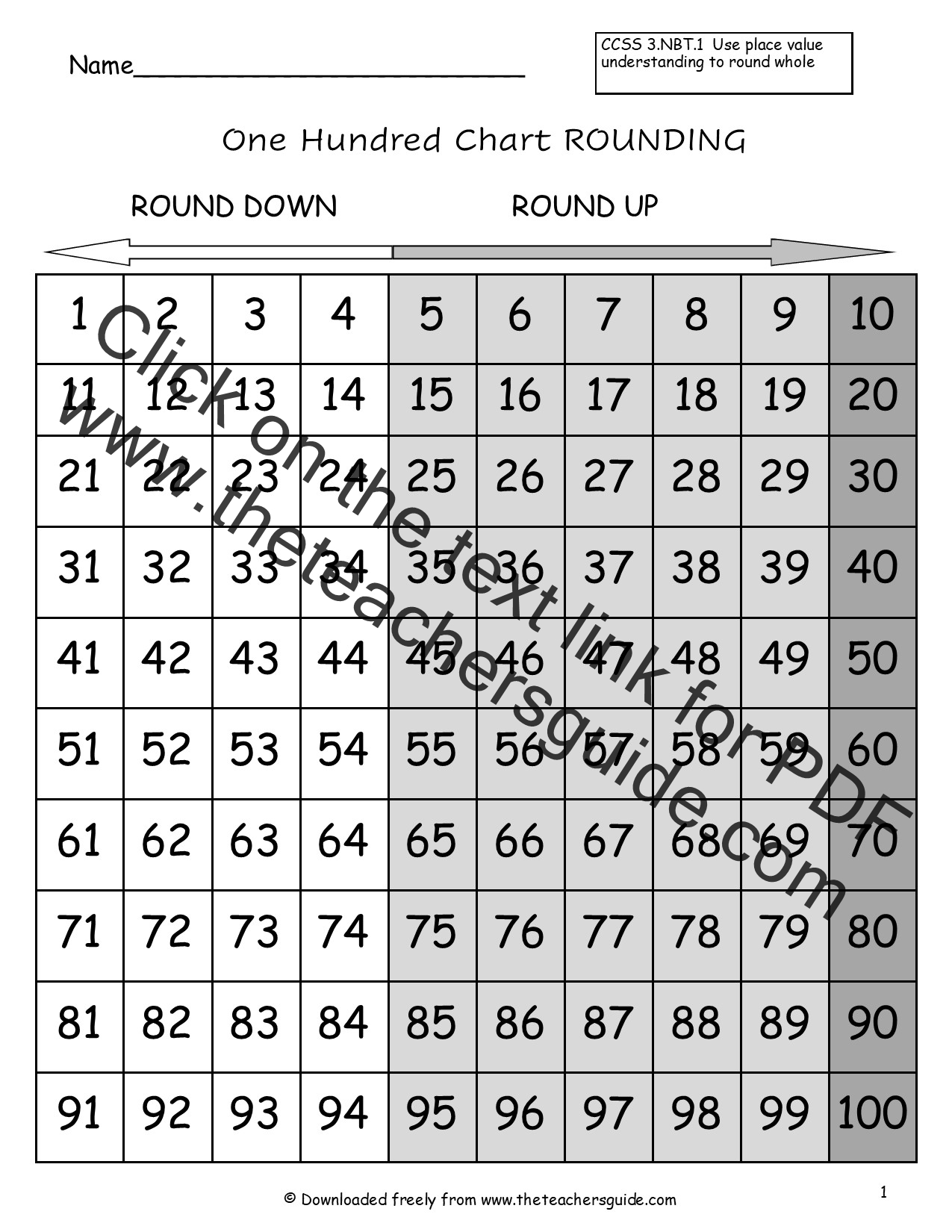 Practice Rounding with a Chart worksheet image 4 for addition skills development Second grade student practicing rounding numbers using a chart with guided questions and examples