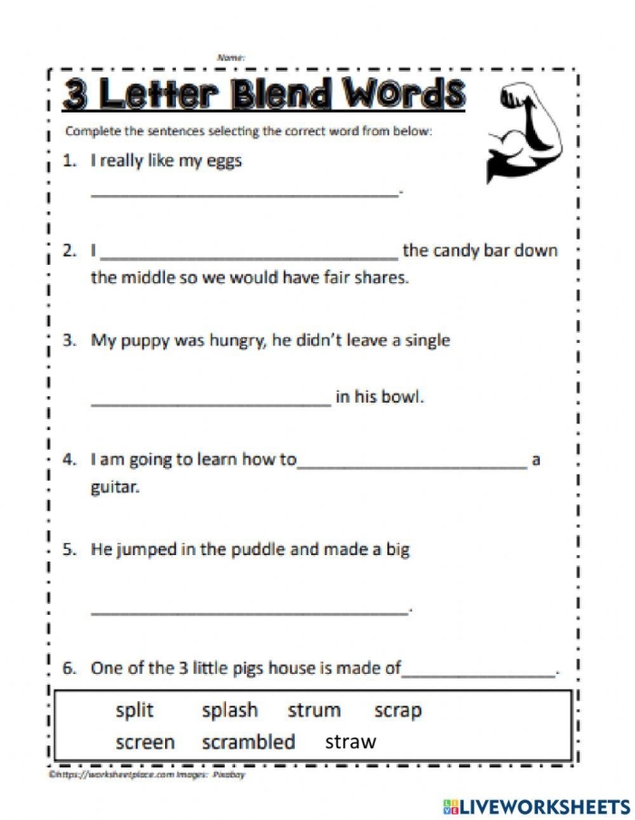 Place Value worksheet for Kindergarten Worksheet featuring S blends for kindergarten learners focusing on three-letter words like scrub, sprint, and strong. Educational resource for practicing reading and writing S blends in a fun way.
