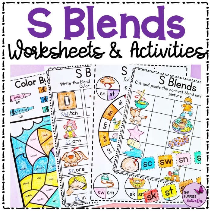 Engaging S Blends activities for early reading and writing skills in kindergarten S Blends worksheet for kindergarten featuring three-letter words like scrub, sprint, and strong