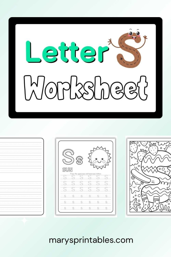S Is For... worksheet designed to enhance rhyming skills in Pre-K children Worksheet featuring the letter S for preschoolers with fun coloring activities