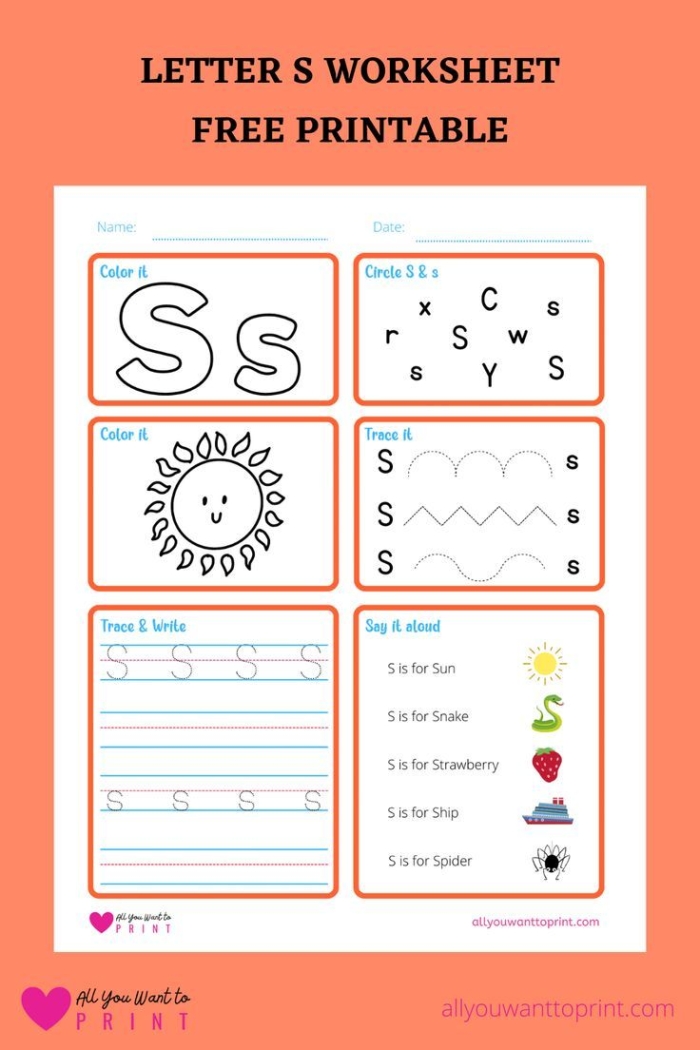 Rhyming worksheet for Pre-K Colorful S Is For... worksheet designed for preschoolers to learn the letter S sounds. Engaging educational activity for young learners to practice rhyming and coloring.