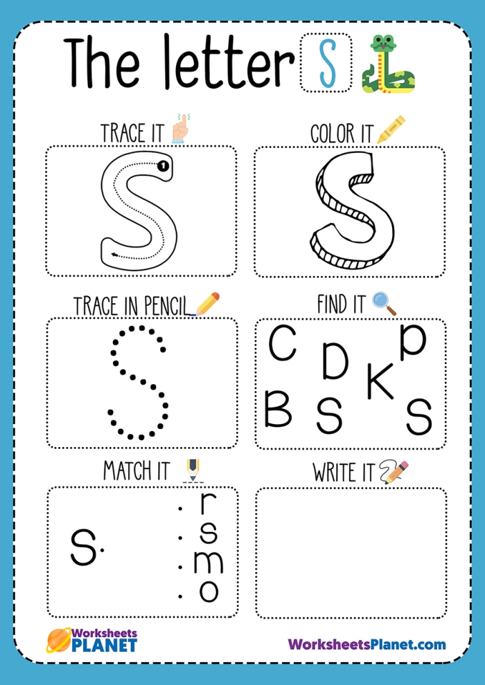 Rhyming worksheet for Pre-K Colorful worksheet featuring the letter S for preschoolers to learn and color. Engaging S Is For... activity for early alphabet learning.
