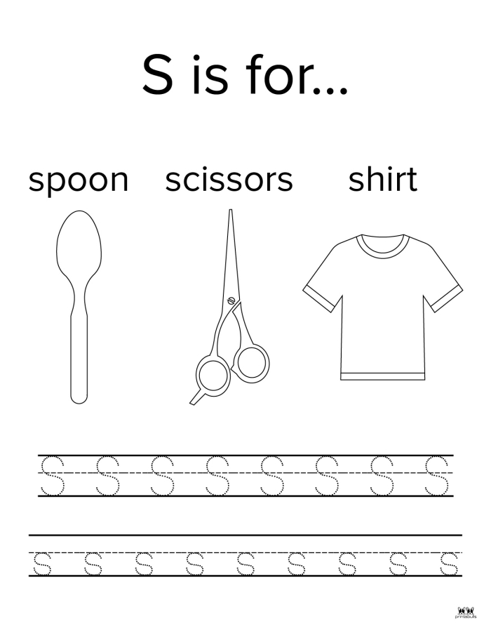 Engaging "S Is For..." worksheet designed for pre-K rhyming activities. Colorful worksheet featuring the letter S for preschoolers to practice sounds and coloring.