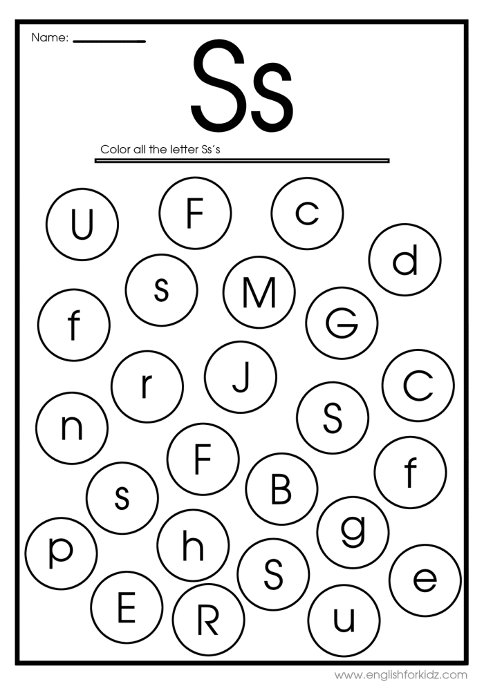 Fun S Is For... worksheet designed for early learners to explore rhyming Worksheet featuring the letter S for preschoolers to color and learn sounds