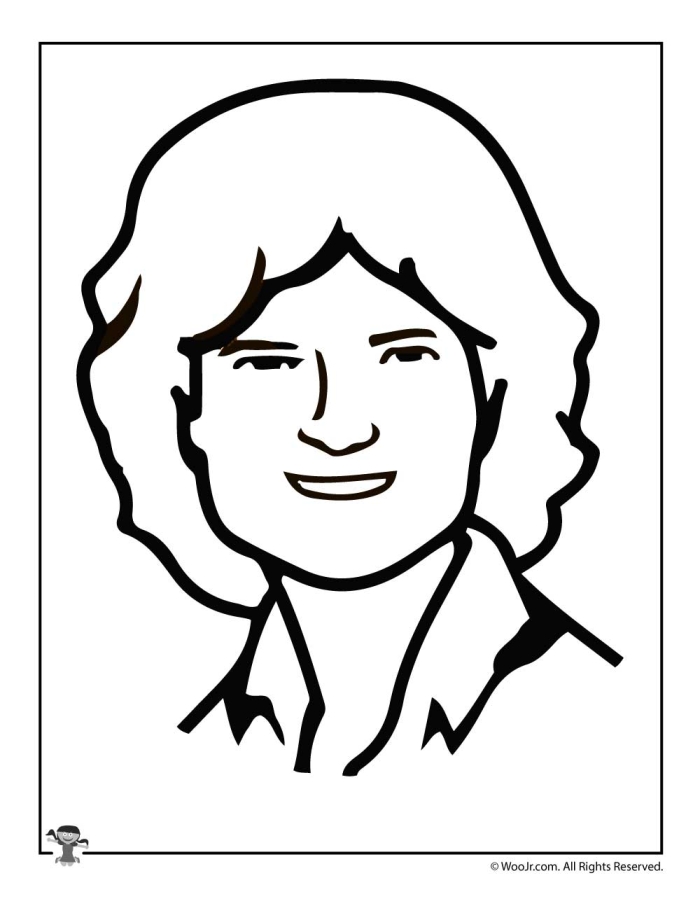 Handwriting worksheet for Pre-K Sally Ride coloring page worksheet designed for Pre-K students to explore her career in aeronautics. Cartoon illustration of Sally Ride ready for young learners to color.
