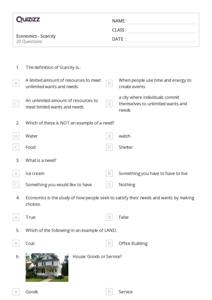 Worksheet illustrating the concept of scarcity for second graders focusing on subtraction skills. Explore the meaning of scarce with this engaging economics worksheet for young learners.