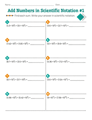Eighth grade worksheet for comparing scientific notation numbers in a geography context
