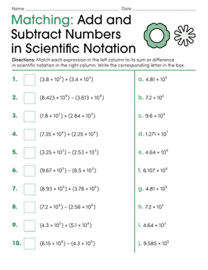Eighth-grade student comparing scientific notation numbers on a math worksheet