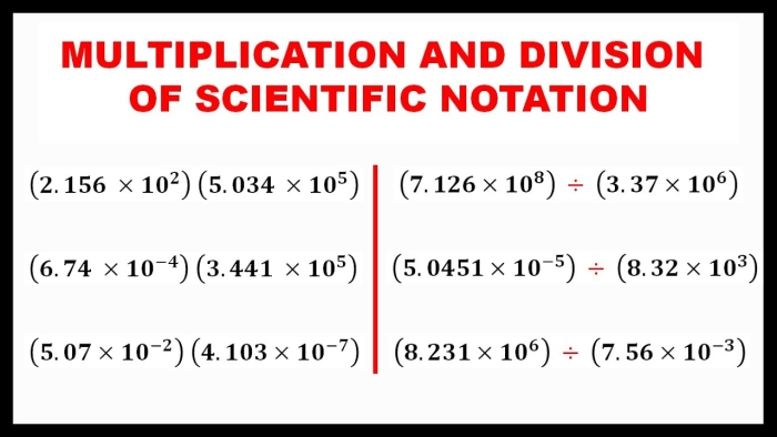 Eighth grade worksheet showing scientific notation matching activity for multiplying and dividing numbers Students solving multiplication and division problems using scientific notation in a matching exercise for eighth grade math