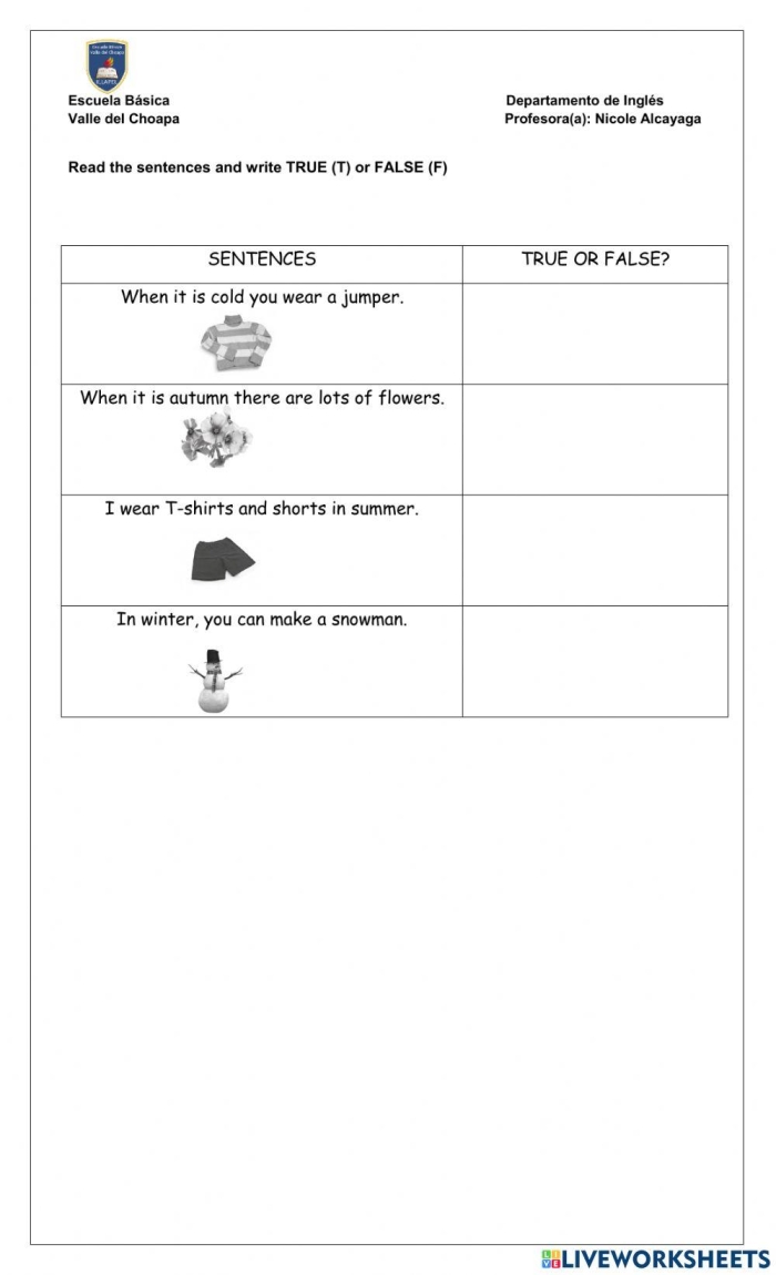 Worksheet featuring seasonal homonyms for third graders to practice word meanings