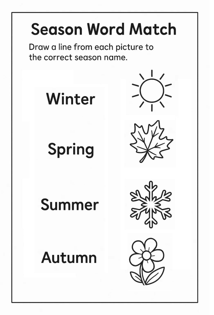 Worksheet featuring seasonal homonyms for third graders to enhance vocabulary skills