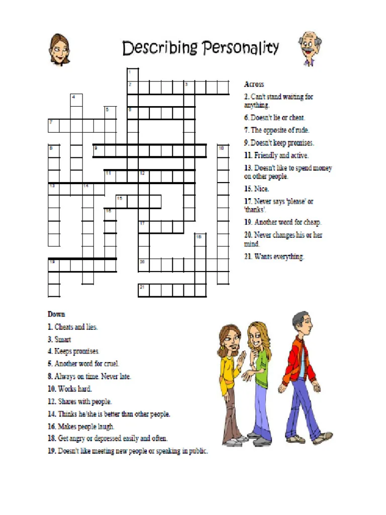 Second Grade phonics crossword puzzle focusing on adjectives for grade 2 learners