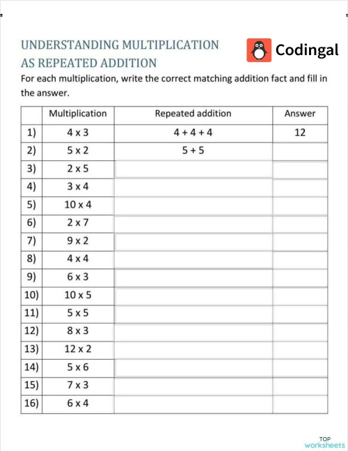 Zooming in on Arrays worksheet page 17 for exploring groups and arrays in second grade Second grade students completing a Zooming in on Arrays worksheet with pictures, sentence frames, and addition equations