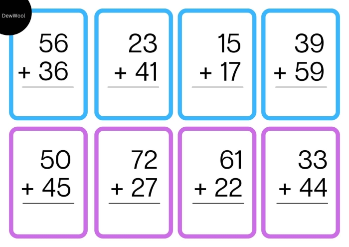 Colorful worksheet for second graders featuring double-digit addition in an art gallery theme